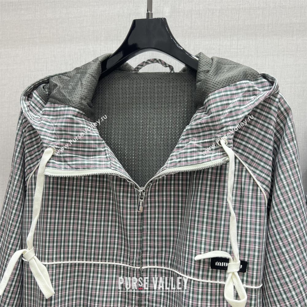 Miu Miu Plaid Jacket and Shorts Grey/Multicolor 2025 0814 (QI-250814001)