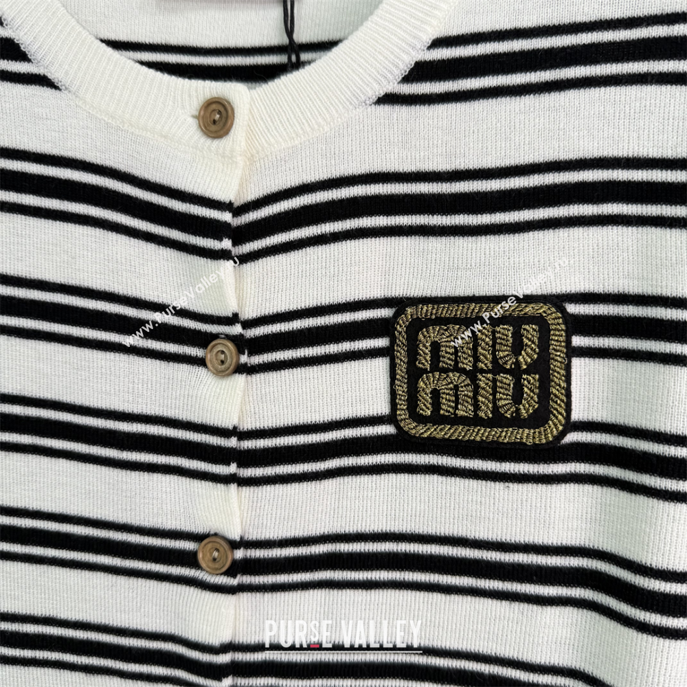 Miu Miu Wool Striped Cardigan White 2025 0813 (QI-250814057)