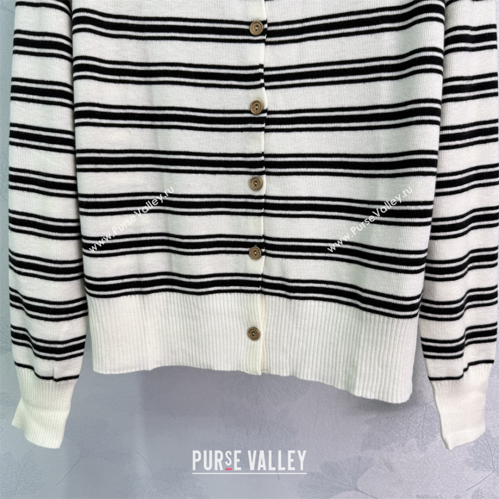 Miu Miu Wool Striped Cardigan White 2025 0813 (QI-250814057)