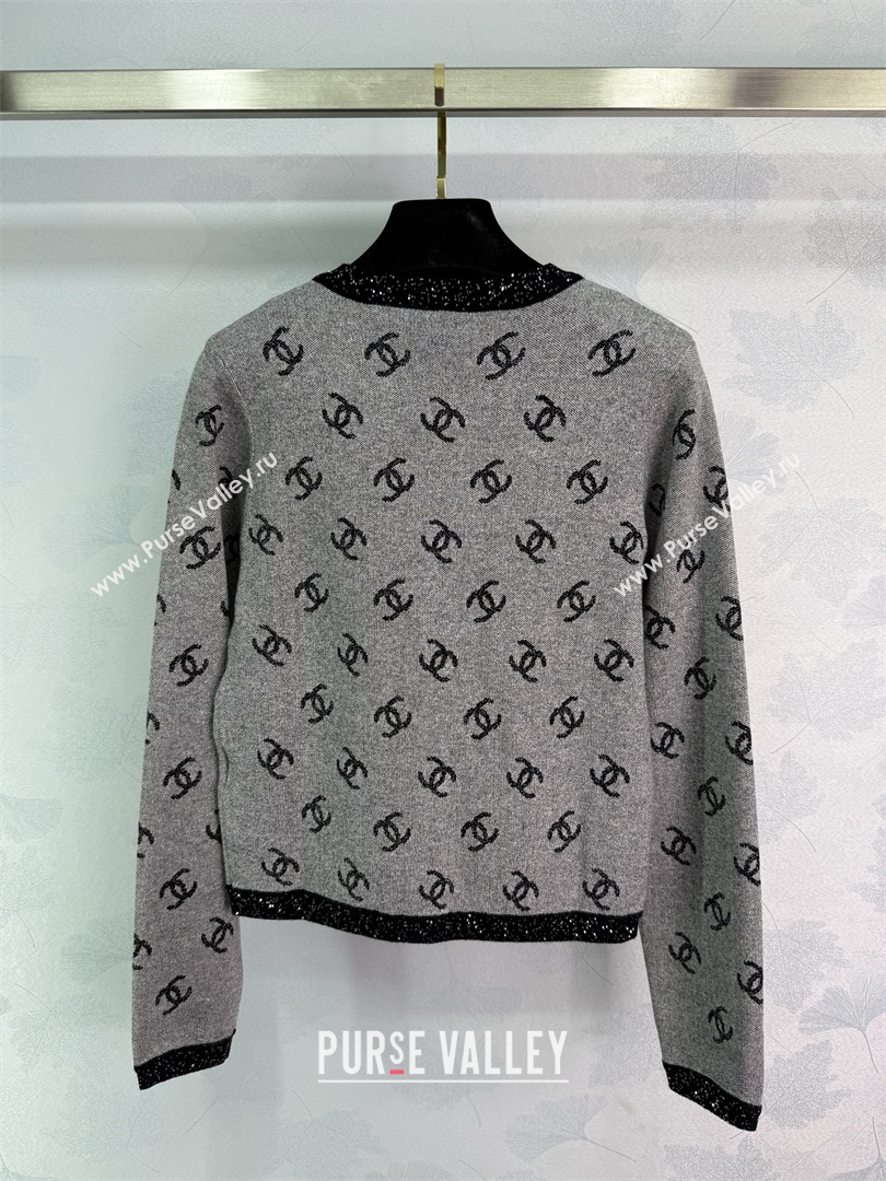 Chanel CC Allover Cardigan Grey 2025 0814 (QI-250814128)