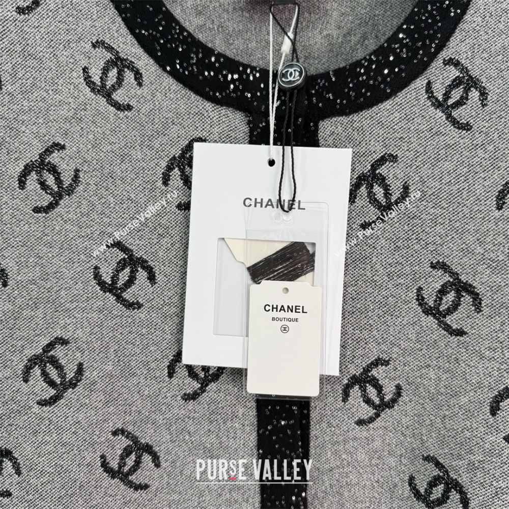 Chanel CC Allover Cardigan Grey 2025 0814 (QI-250814128)