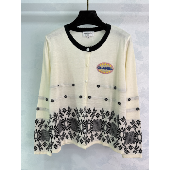 Chanel Wool Knit Cardigan White 2025 0812 (QI-250814129)