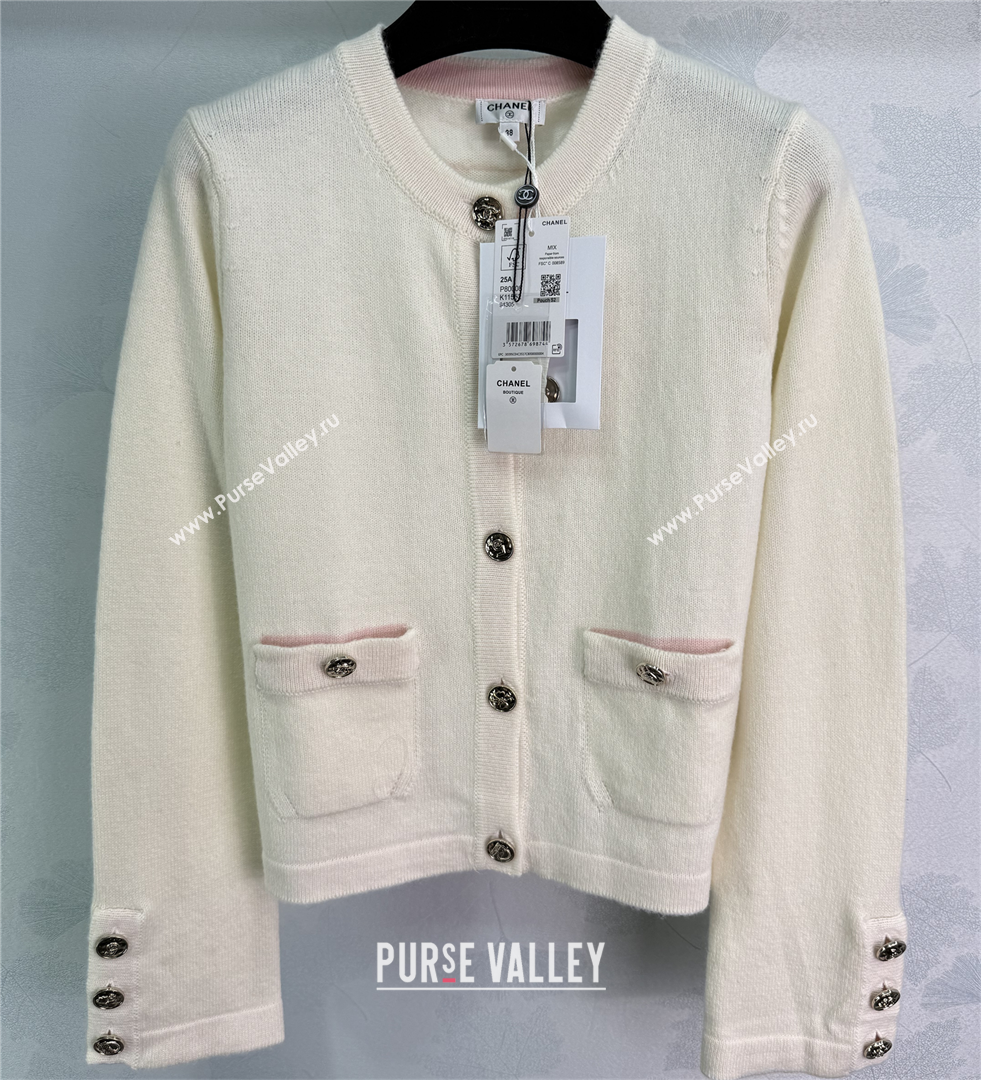 Chanel Cashmere Cardigan White 2025 0812 (QI-250814133)