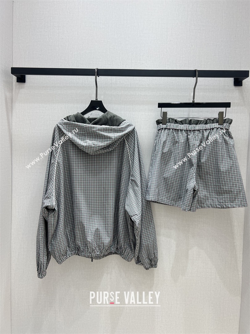 Miu Miu Plaid Jacket and Shorts Grey/Multicolor 2025 0814 (QI-250814001)
