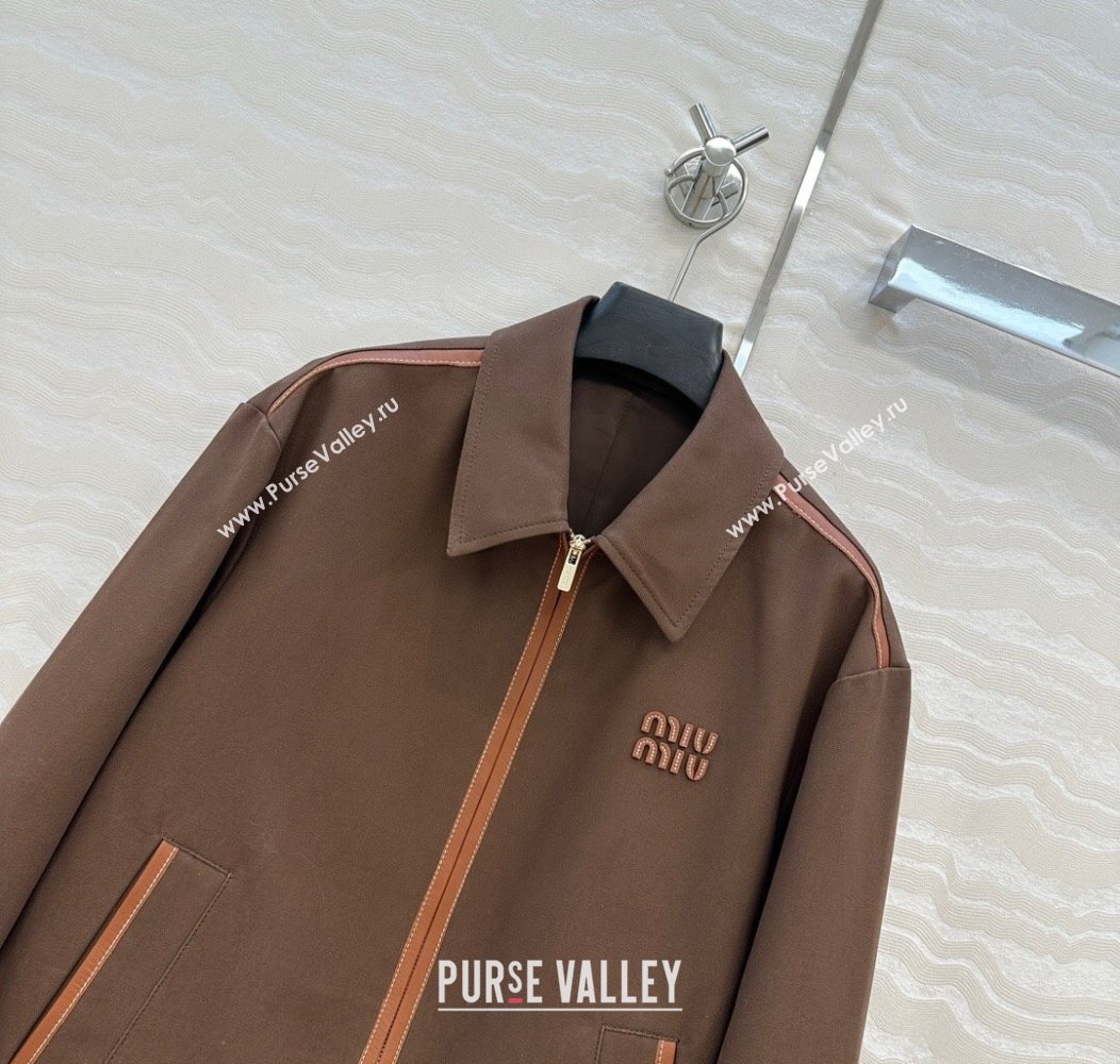 Miu Miu Canvas and Lambskin Jacket Brown 2025 0814 (QI-250814031)