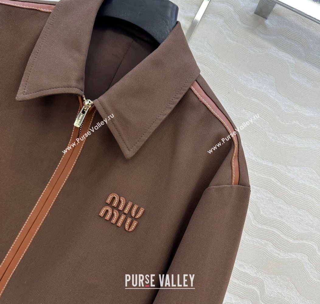 Miu Miu Canvas and Lambskin Jacket Brown 2025 0814 (QI-250814031)