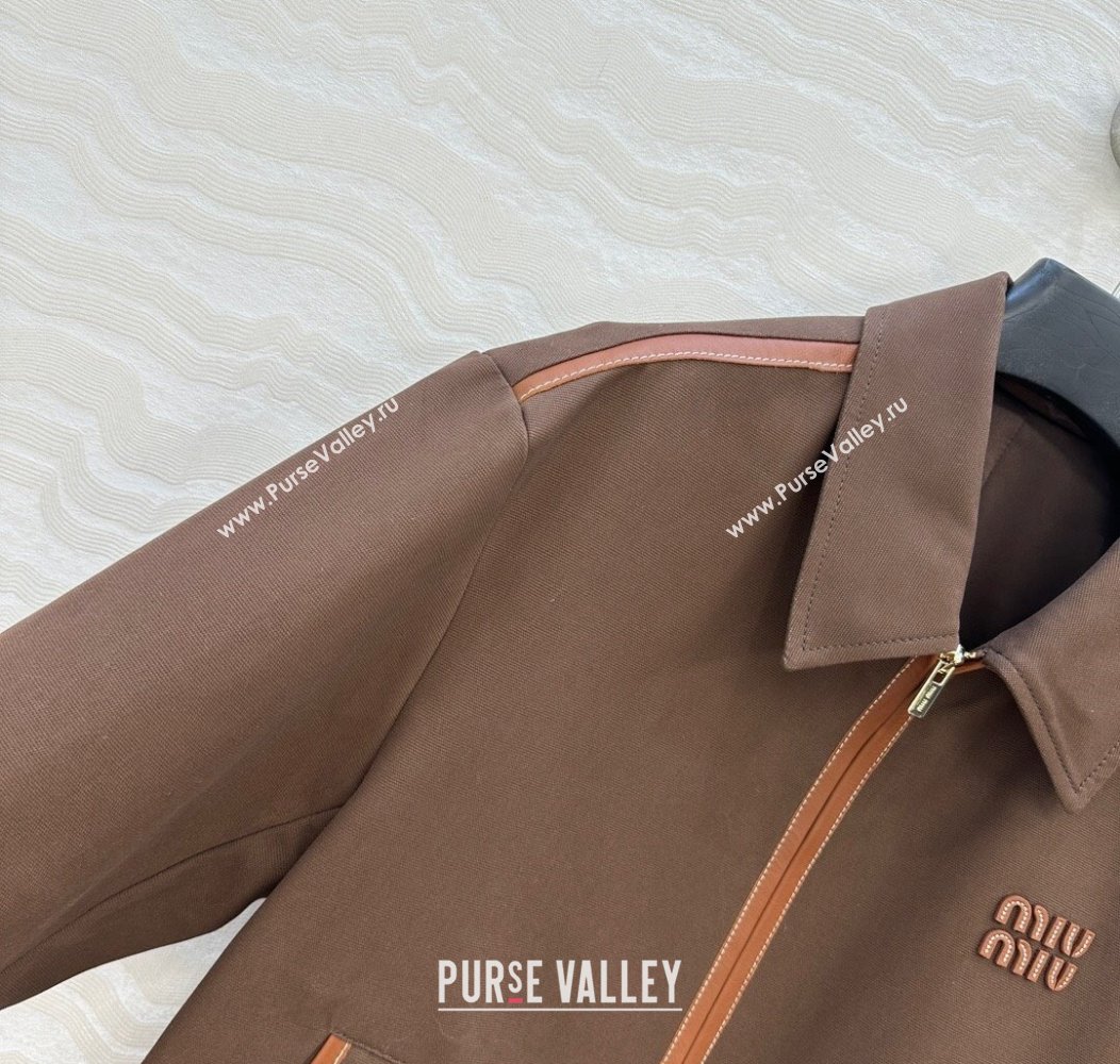 Miu Miu Canvas and Lambskin Jacket Brown 2025 0814 (QI-250814031)