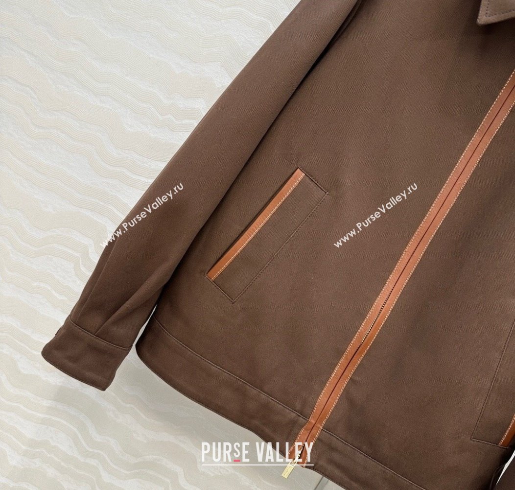 Miu Miu Canvas and Lambskin Jacket Brown 2025 0814 (QI-250814031)