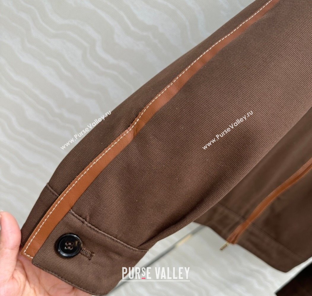 Miu Miu Canvas and Lambskin Jacket Brown 2025 0814 (QI-250814031)