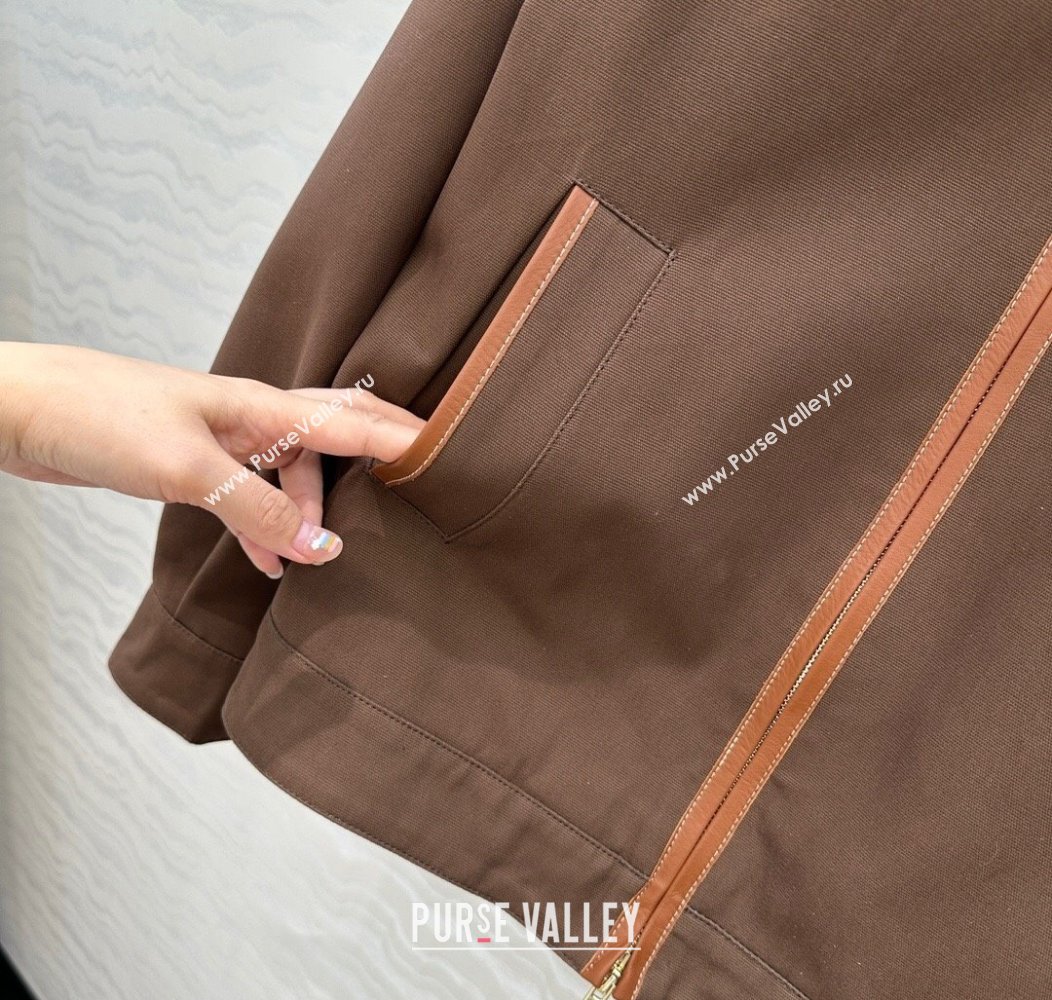 Miu Miu Canvas and Lambskin Jacket Brown 2025 0814 (QI-250814031)