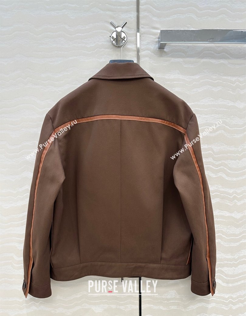 Miu Miu Canvas and Lambskin Jacket Brown 2025 0814 (QI-250814031)
