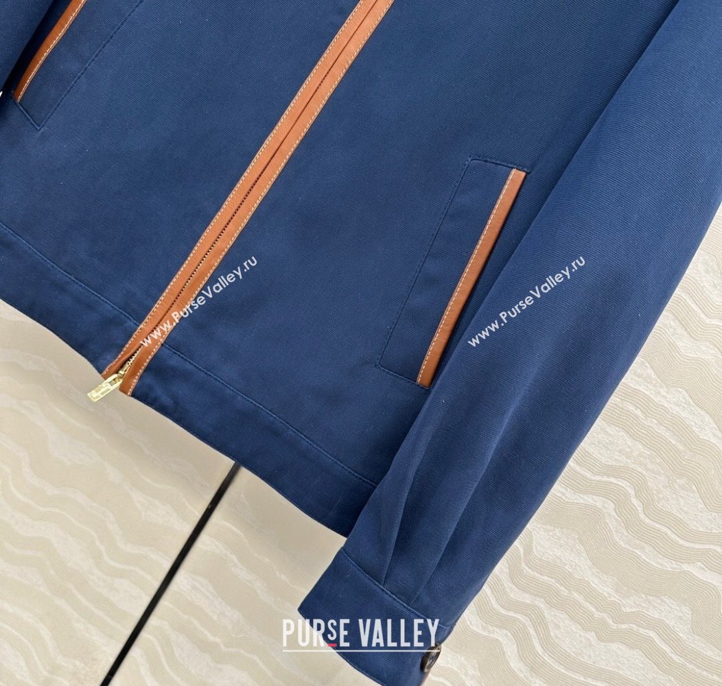 Miu Miu Canvas and Lambskin Jacket Blue 2025 0814 (QI-250814032)