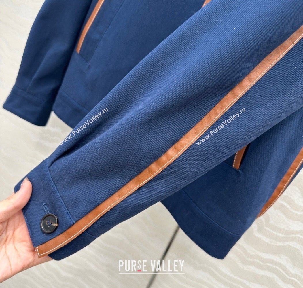 Miu Miu Canvas and Lambskin Jacket Blue 2025 0814 (QI-250814032)