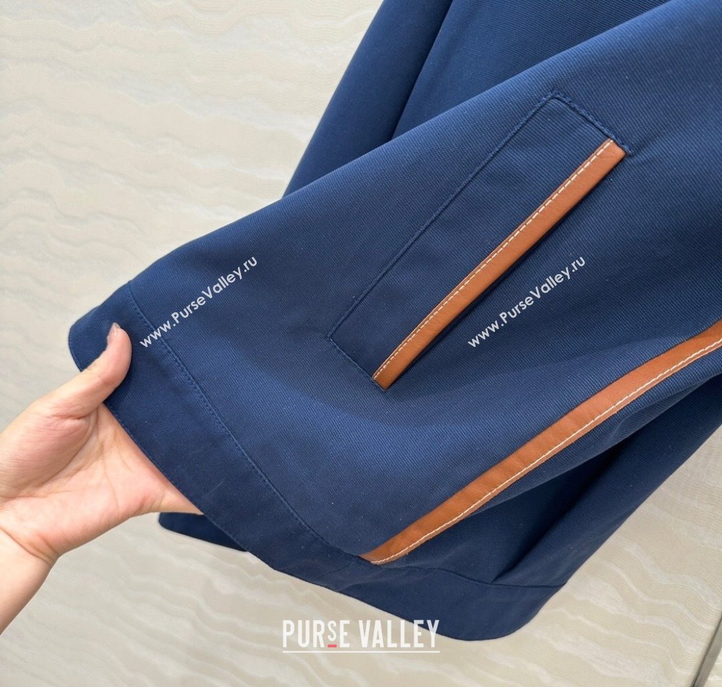 Miu Miu Canvas and Lambskin Jacket Blue 2025 0814 (QI-250814032)