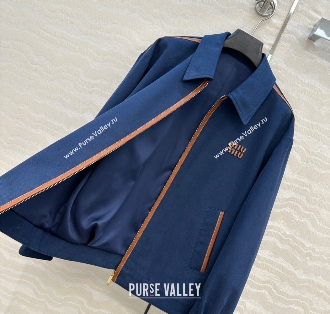 Miu Miu Canvas and Lambskin Jacket Blue 2025 0814 (QI-250814032)