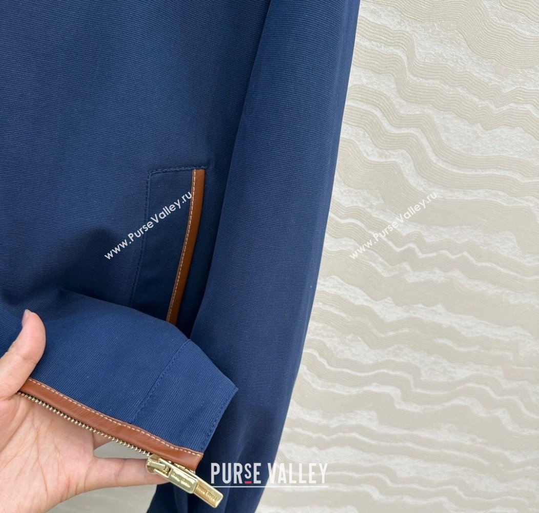 Miu Miu Canvas and Lambskin Jacket Blue 2025 0814 (QI-250814032)