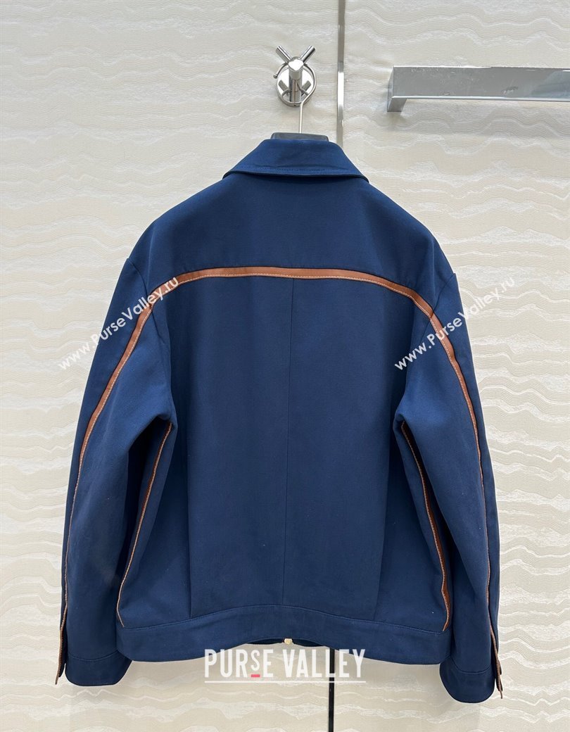 Miu Miu Canvas and Lambskin Jacket Blue 2025 0814 (QI-250814032)