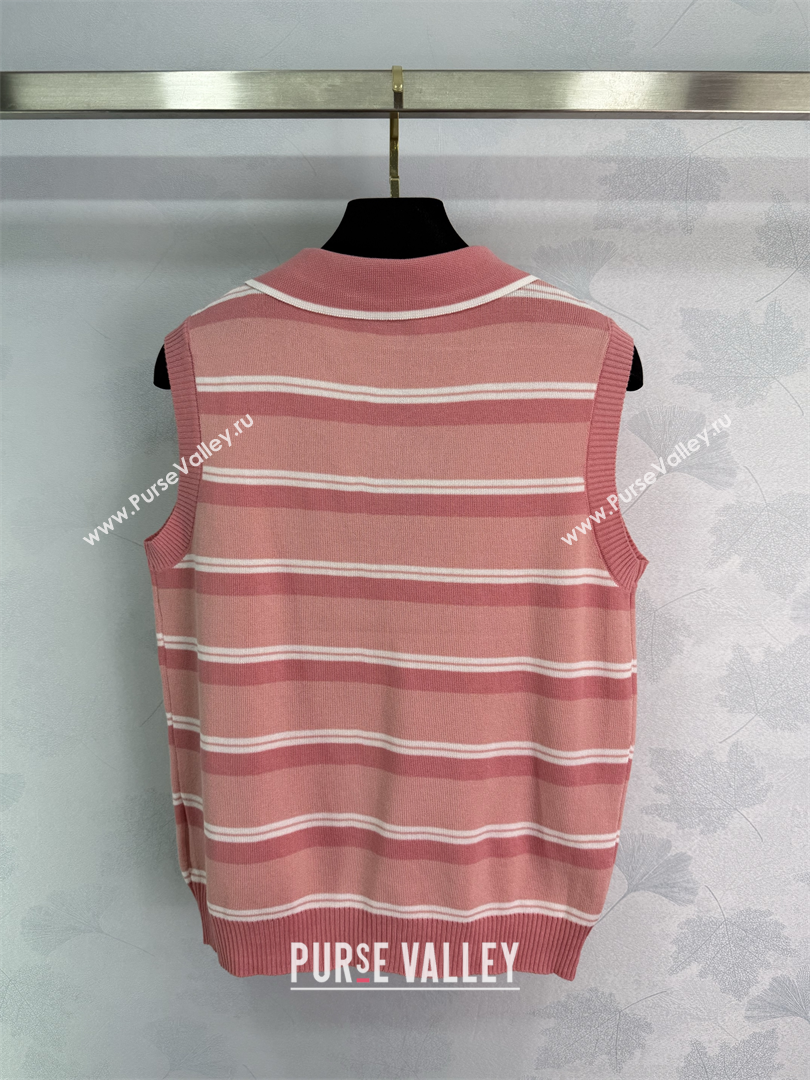 Miu Miu Striped Knit Vest Pink 2025 0814 (QI-250814010)