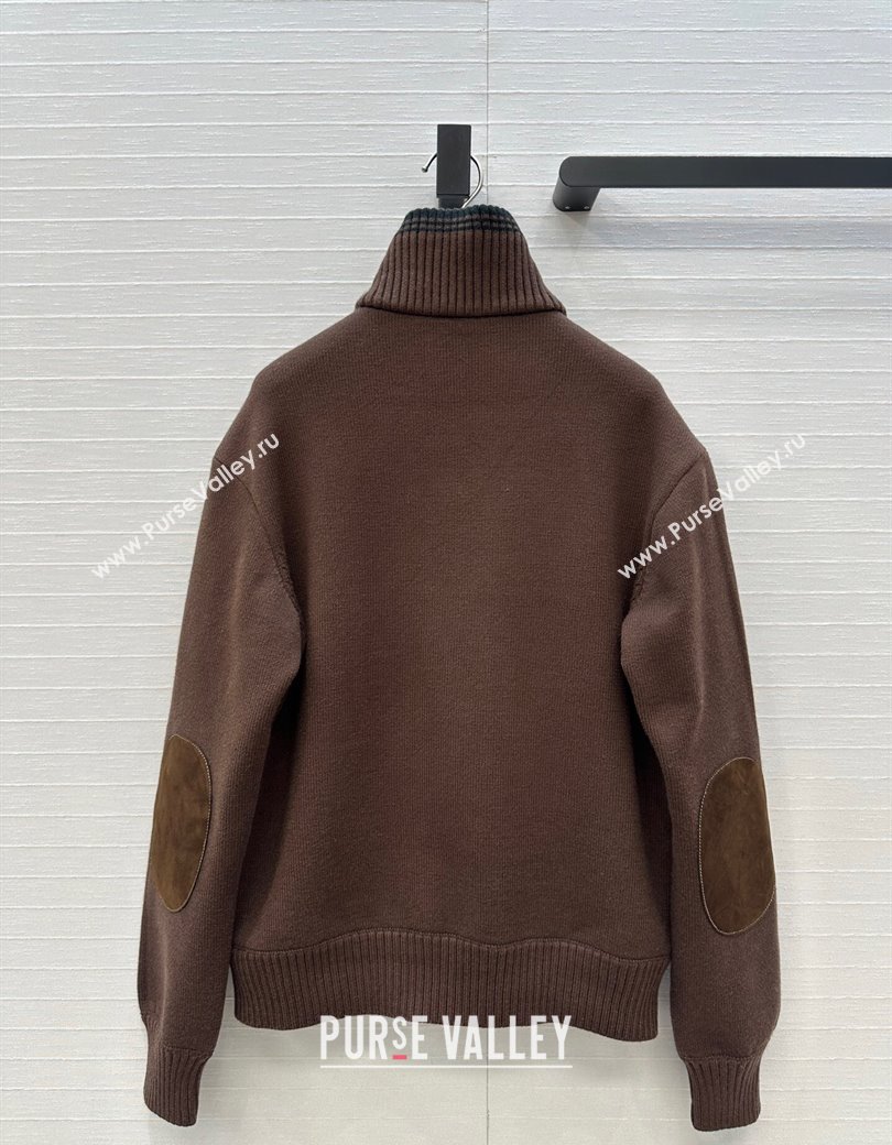 Miu Miu Sheepskin Suede and Knit Jacket Dark Brown 2025 0814 (QI-250814018)