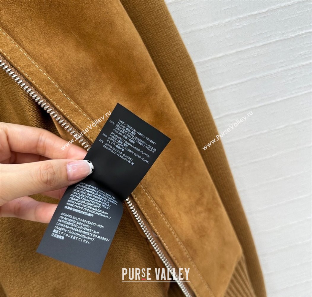 Miu Miu Sheepskin Suede and Knit Jacket Tan Brown 2025 0814 (QI-250814019)