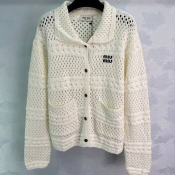 Miu Miu Crochet Cardigan White 2025 0814 (QI-250814008)