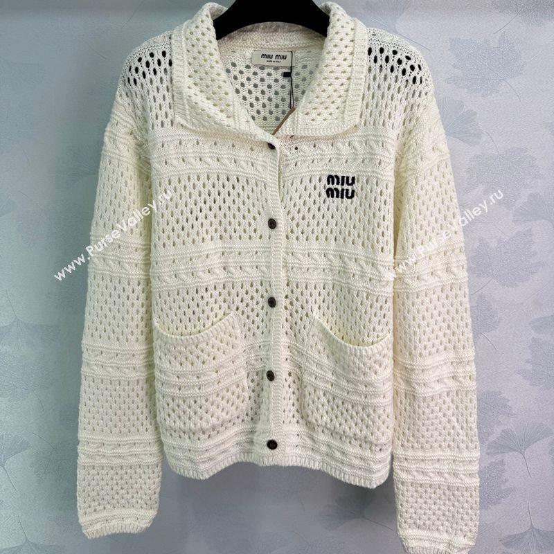 Miu Miu Crochet Cardigan White 2025 0814 (QI-250814008)