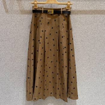 Miu Miu Pleated Skirt with Print Yellow 2025 0814 (QI-250814021)
