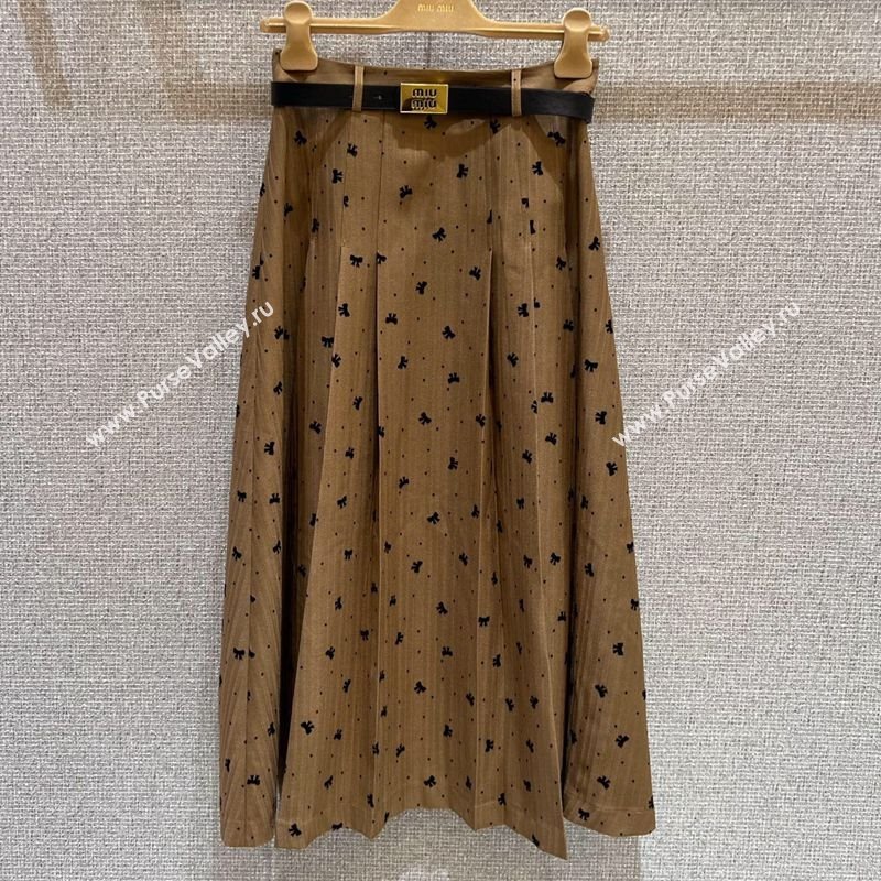 Miu Miu Pleated Skirt with Print Yellow 2025 0814 (QI-250814021)