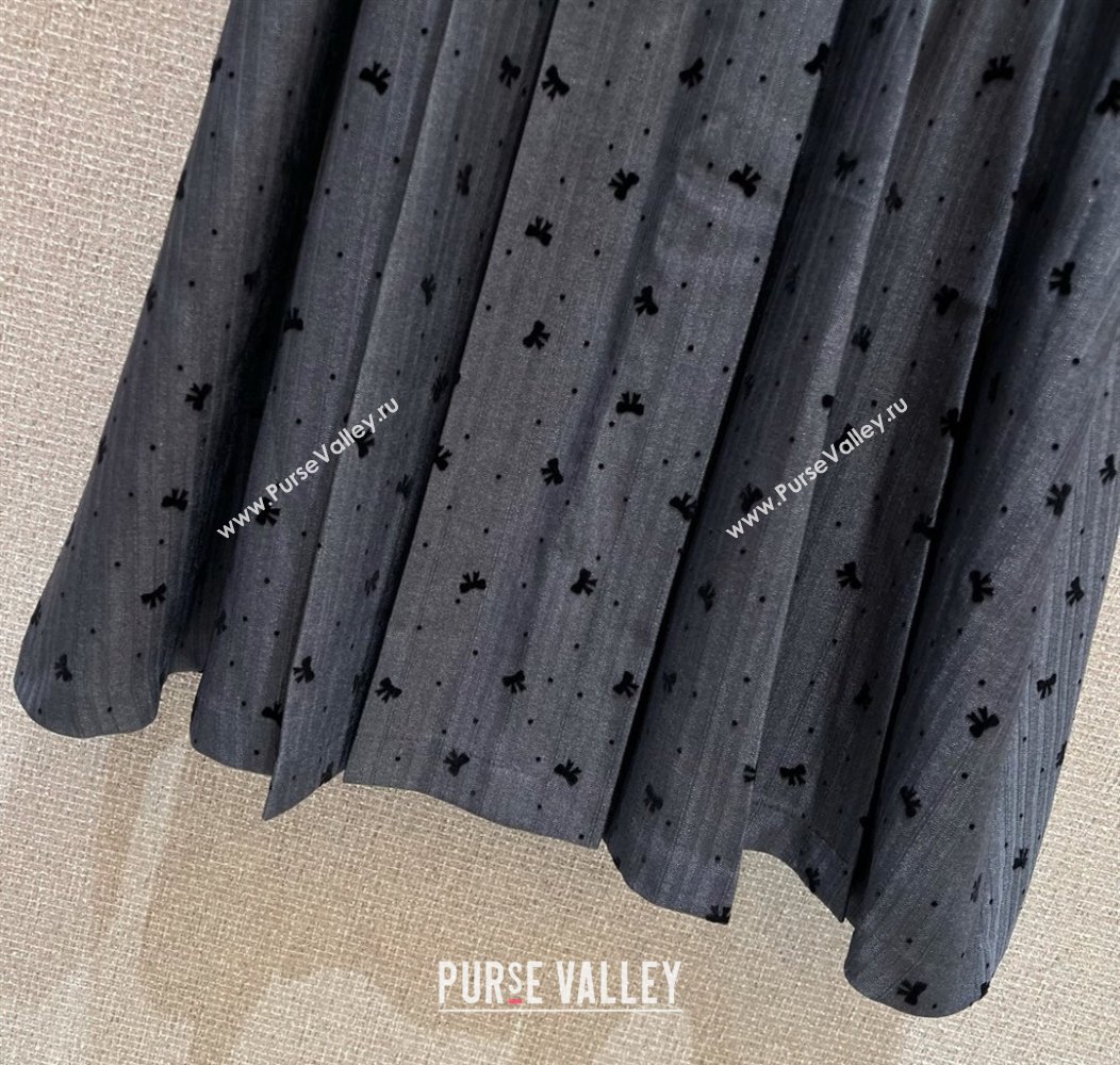 Miu Miu Pleated Skirt with Print Grey 2025 0814 (QI-250814022)