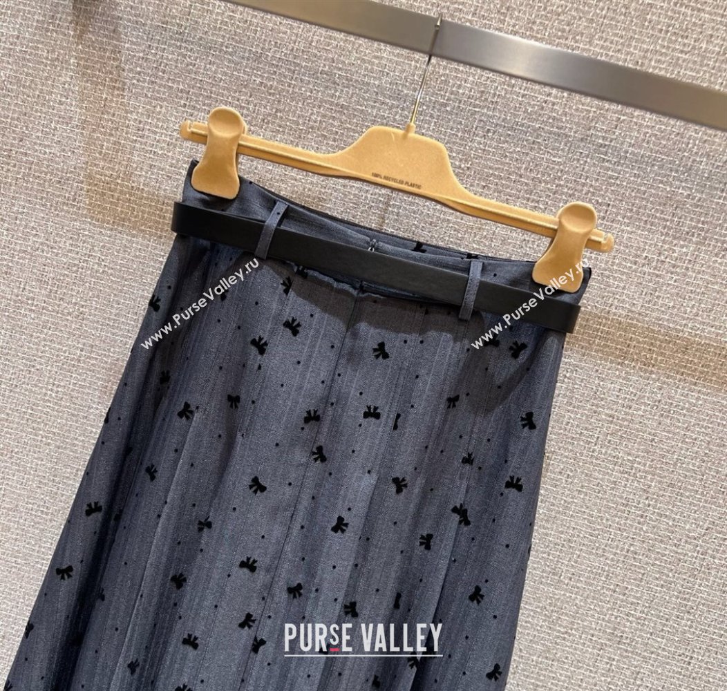 Miu Miu Pleated Skirt with Print Grey 2025 0814 (QI-250814022)