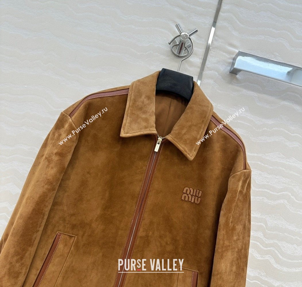 Miu Miu Sheepskin Suede Jacket Brown 2025 0814 (QI-250814033)
