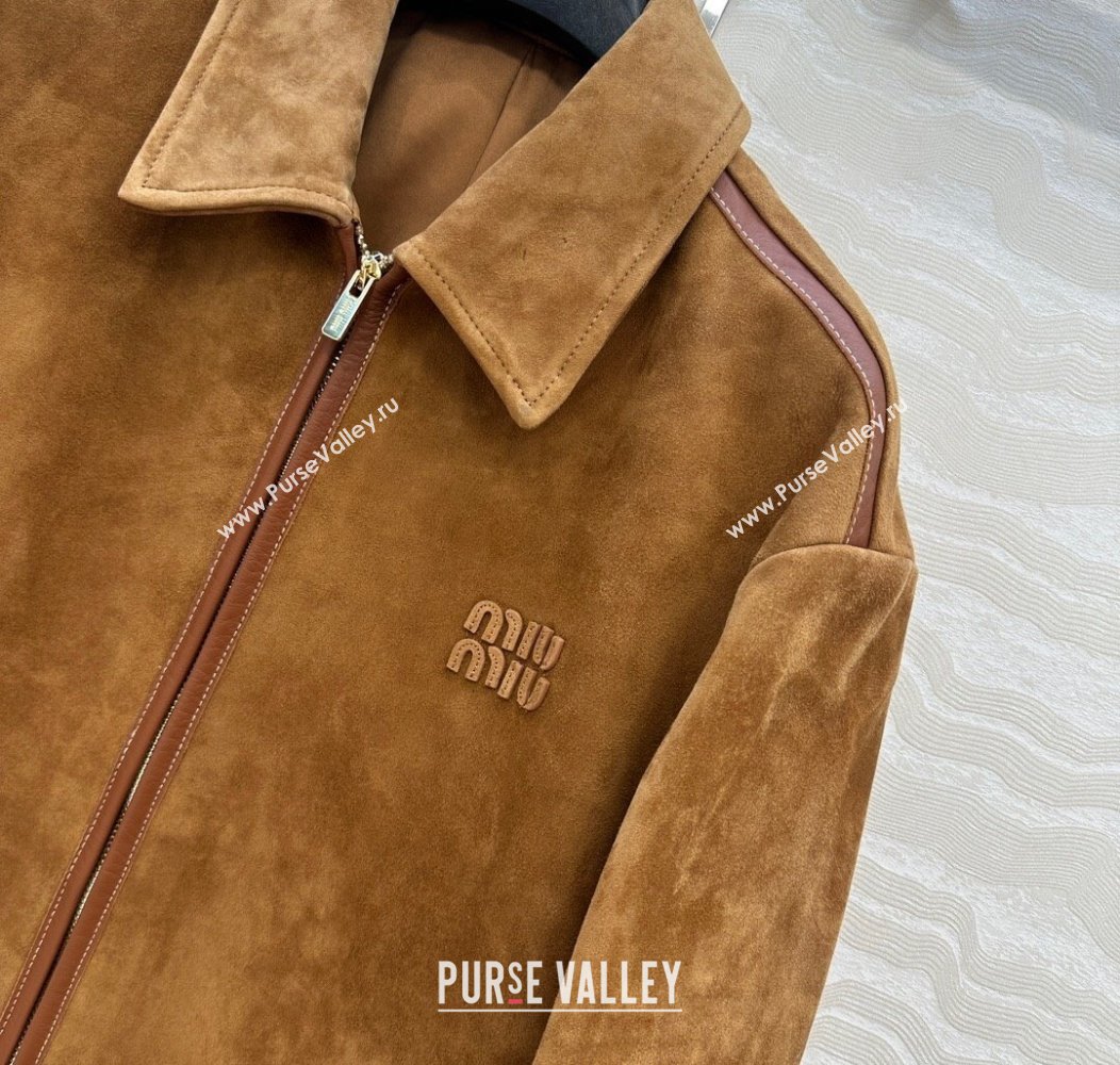Miu Miu Sheepskin Suede Jacket Brown 2025 0814 (QI-250814033)