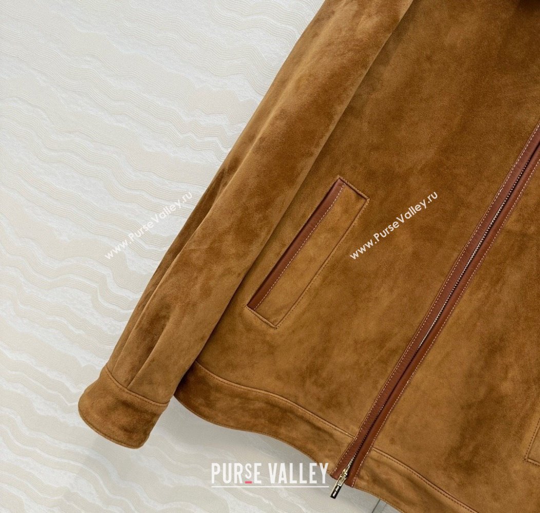Miu Miu Sheepskin Suede Jacket Brown 2025 0814 (QI-250814033)