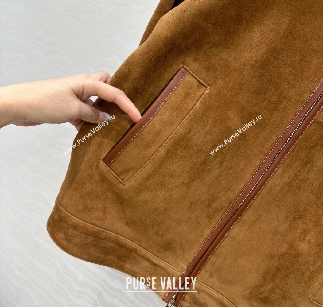 Miu Miu Sheepskin Suede Jacket Brown 2025 0814 (QI-250814033)