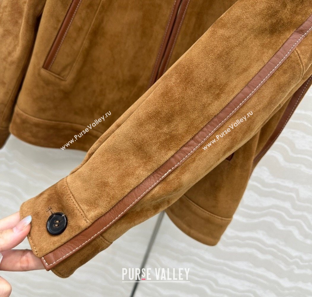 Miu Miu Sheepskin Suede Jacket Brown 2025 0814 (QI-250814033)
