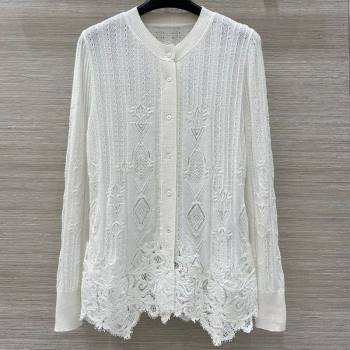 Ermanno Scervino Lace Cardigan White 2025 0814 (QI-250814103)