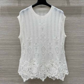 Ermanno Scervino Lace Vest White 2025 0814 (QI-250814104)
