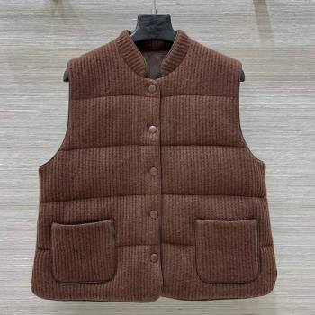 Brunello Cucinelli BC Cashmere Down Vest Brown 2025 0814 (QI-250814093)