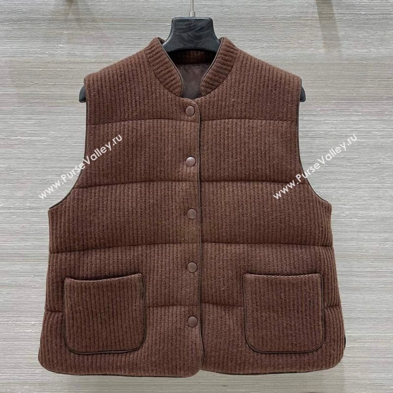 Brunello Cucinelli BC Cashmere Down Vest Brown 2025 0814 (QI-250814093)