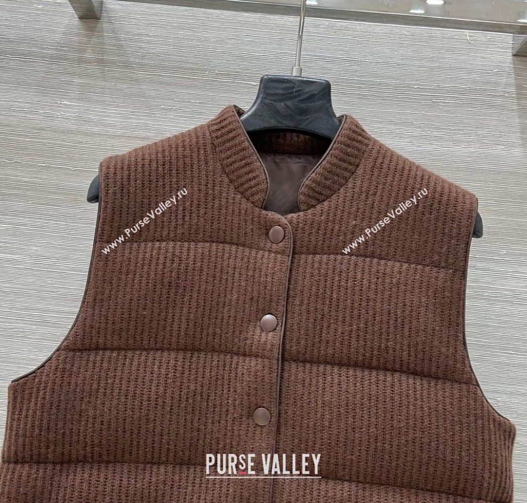 Brunello Cucinelli BC Cashmere Down Vest Brown 2025 0814 (QI-250814093)