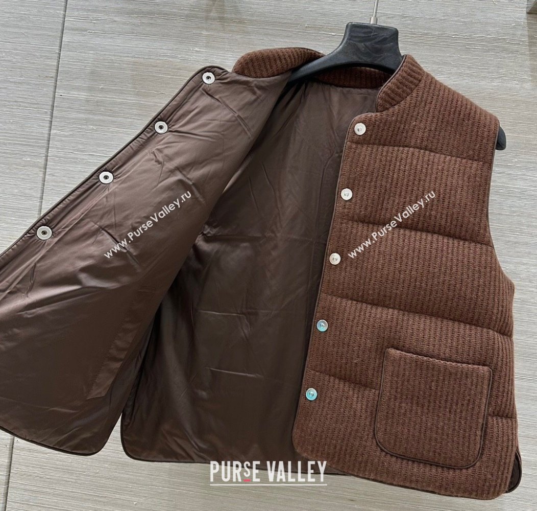 Brunello Cucinelli BC Cashmere Down Vest Brown 2025 0814 (QI-250814093)