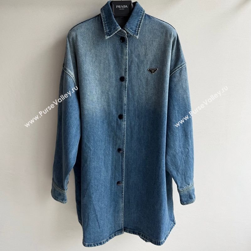Prada Long Denim Jacket Blue 2025 0815 (QI-250815031)