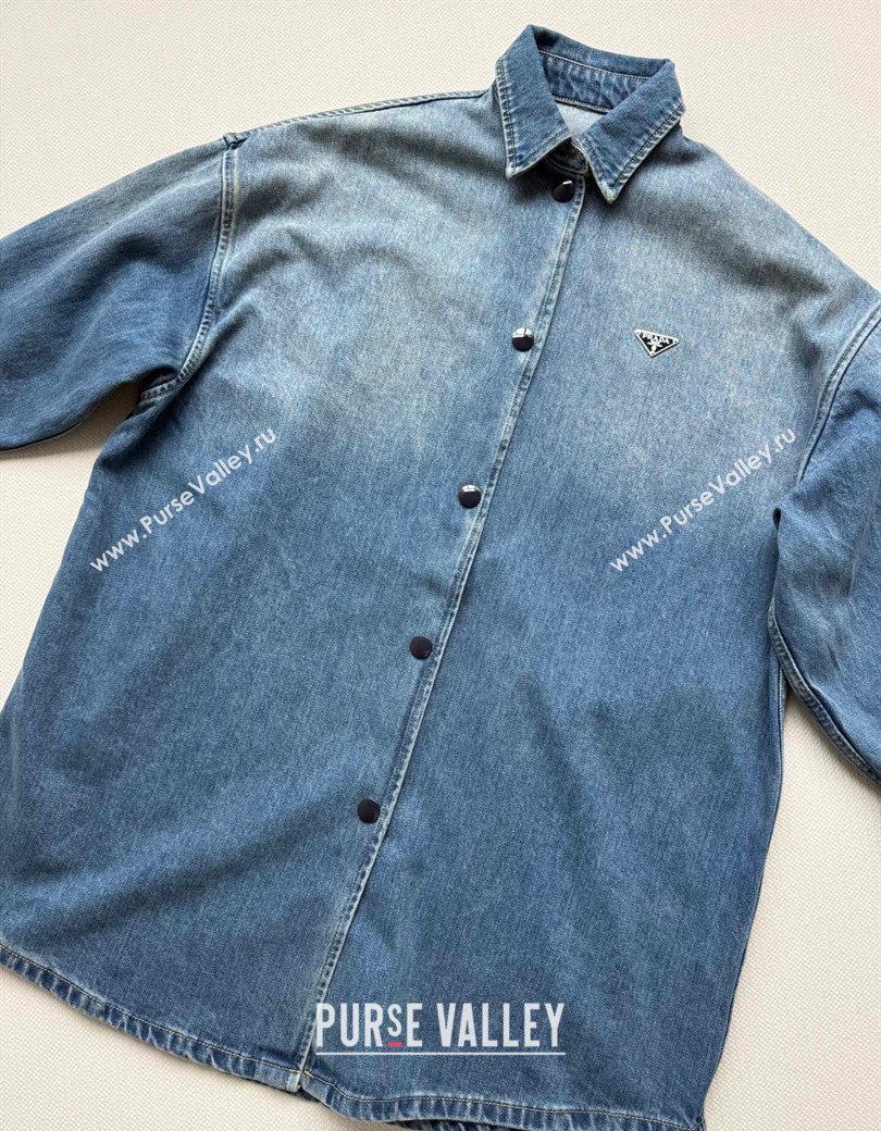 Prada Long Denim Jacket Blue 2025 0815 (QI-250815031)