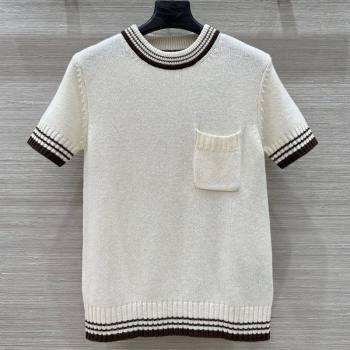 Prada Wool Knit Top White 2025 0815 (QI-250815032)