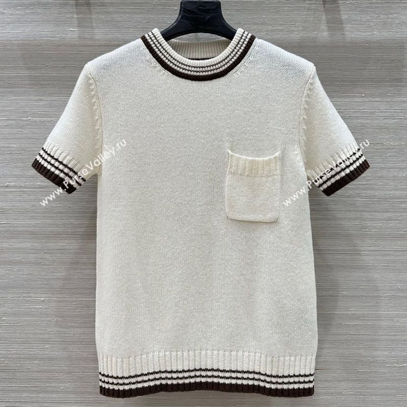 Prada Wool Knit Top White 2025 0815 (QI-250815032)