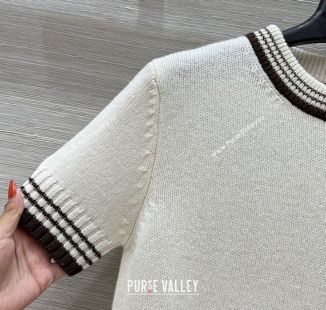 Prada Wool Knit Top White 2025 0815 (QI-250815032)