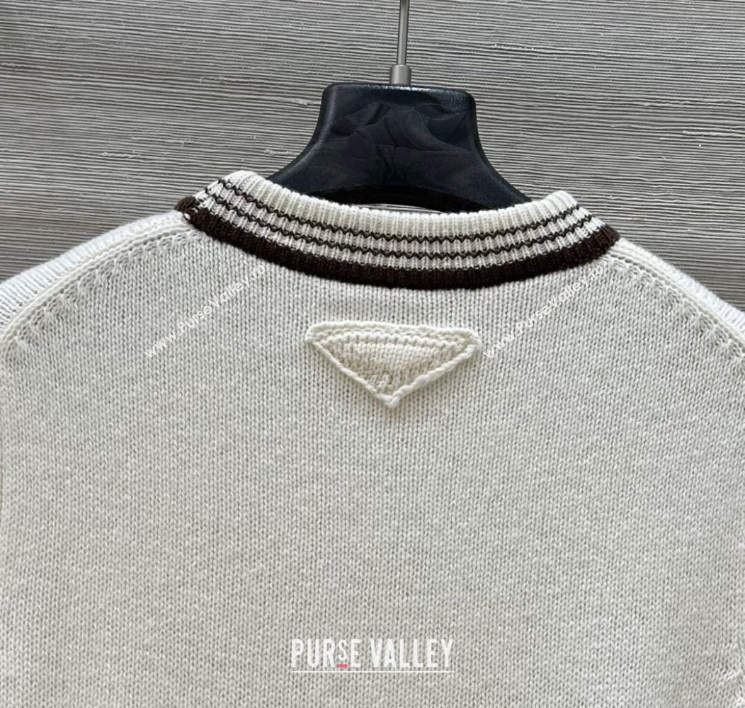 Prada Wool Knit Top White 2025 0815 (QI-250815032)