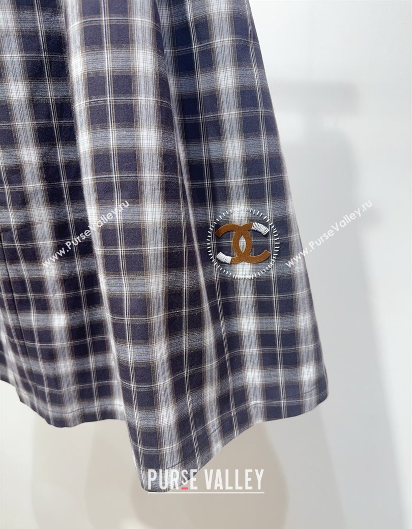 Chanel Cotton Plaid Skirt Purple 2025 0812 (QI-250815012)