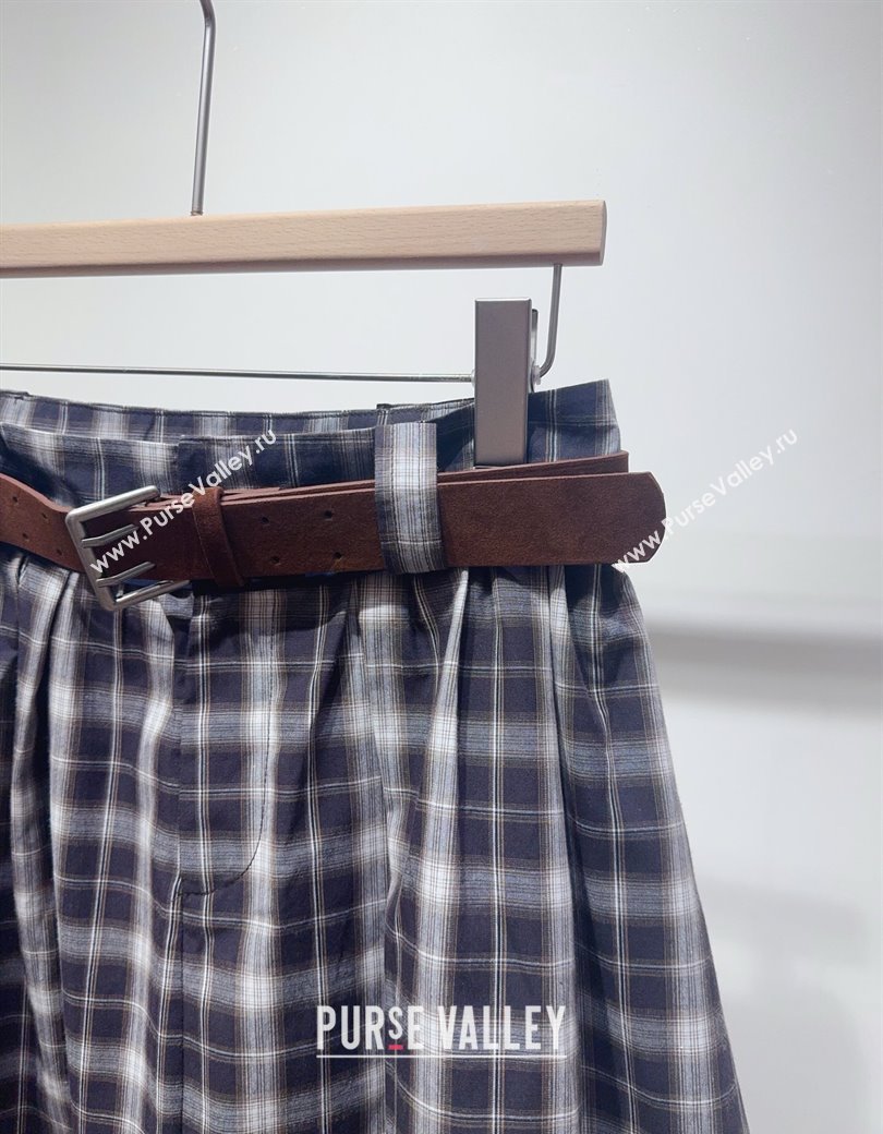 Chanel Cotton Plaid Skirt Purple 2025 0812 (QI-250815012)