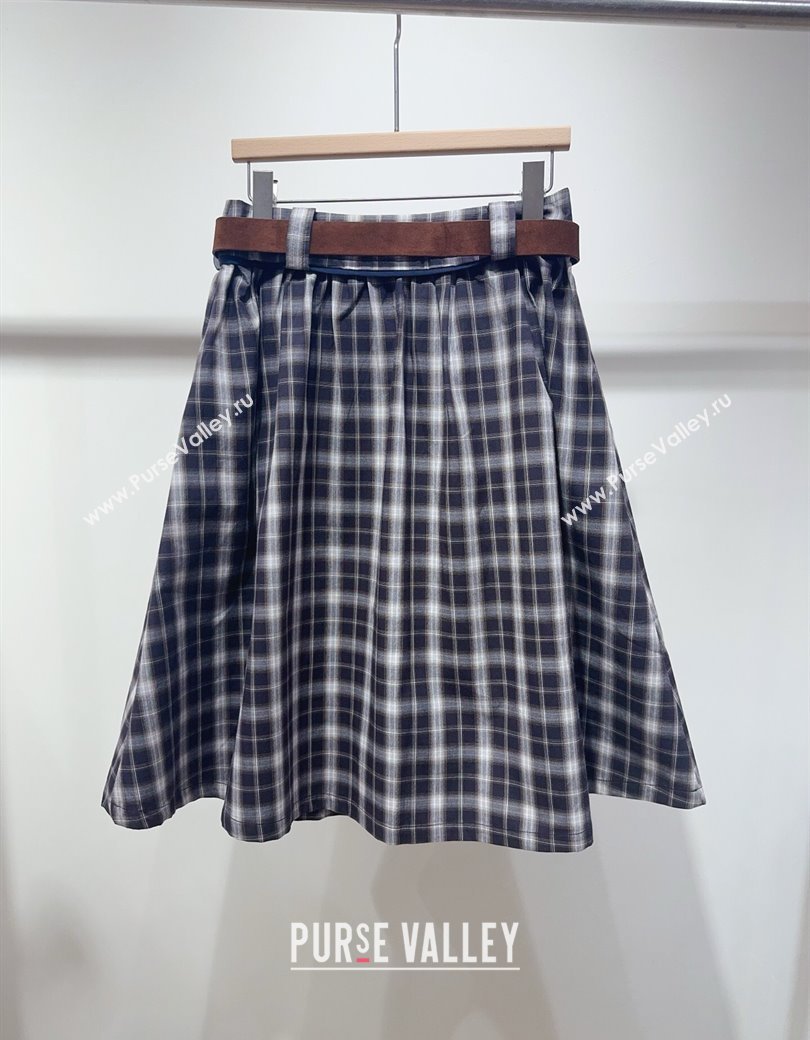 Chanel Cotton Plaid Skirt Purple 2025 0812 (QI-250815012)